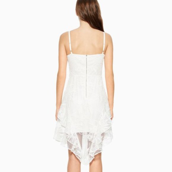 Parker XS Mesh Floral Asymmetric Mini Dress White - Picture 11 of 13